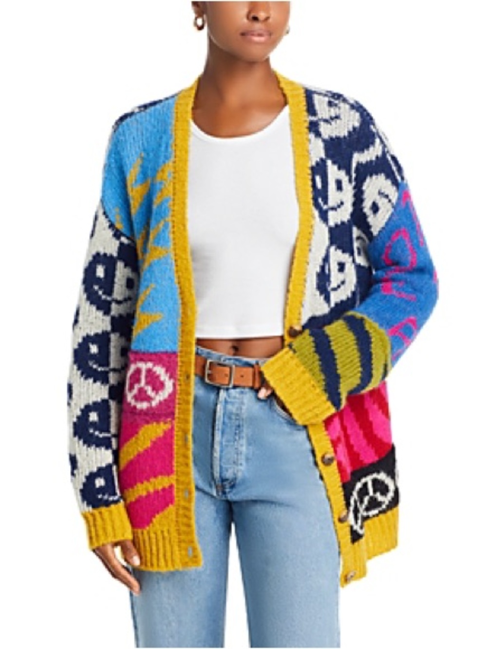 MOTHER The Long Drop Cardigan Happy and Sad Sweater
